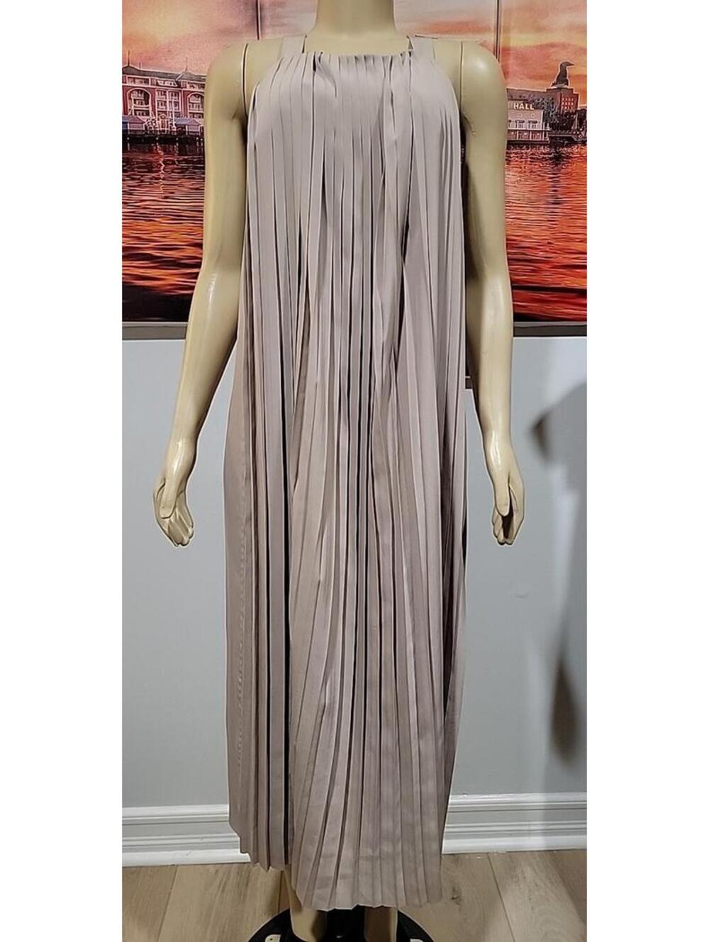 Kate Spade Saturday Women's Dress Size S Neat Pleat midi  Taupe Sleeveless #C